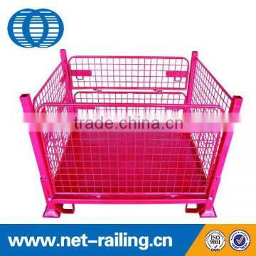 Collapsible wire mesh steel pallet basket container