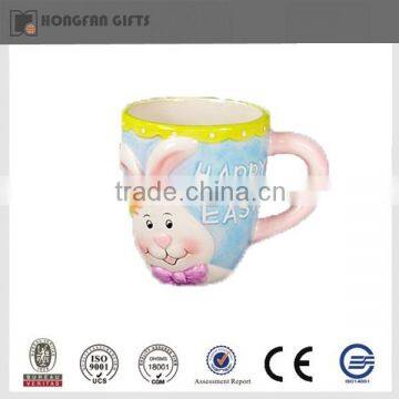 Colorful ceramic Easter straw rabbit mug