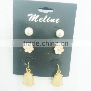 TRIO EARRING,PEARL,FLOWER,TEARDROP