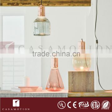 CASAMOTION Modern Amber Hand Blown Art Glass 1 Light LED Plug-in Pendant Light Ceiling Lamp