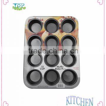 round shape carbon steel cake baking mould,high body 12 hole