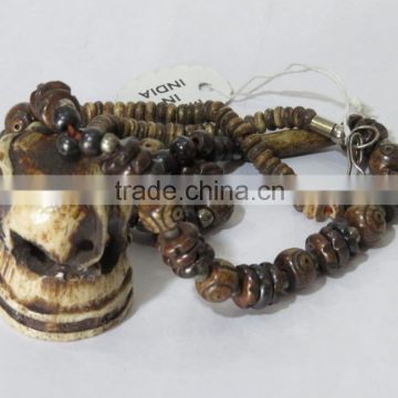 Head Skull carved Bone Pendant Drop Necklace Carved Tribal Jewelry