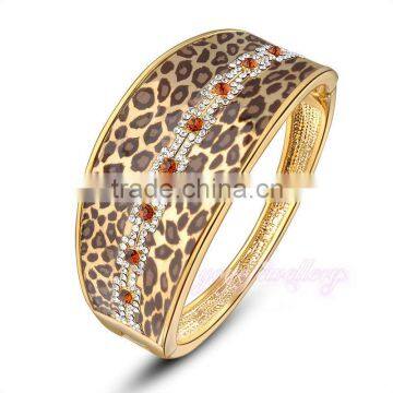 New modern design leopard design crystal gold filled cuff bangle