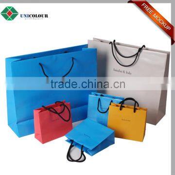 Custom fashionable shopping paper bag with silver foiled logo print