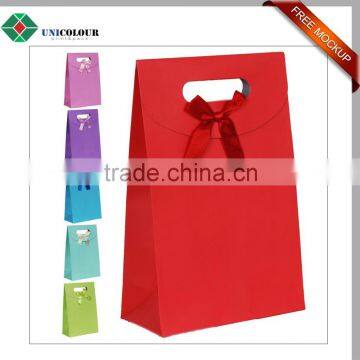 Custom Design Fancy Christmas Gift Paper Bags With Ribbon Bow