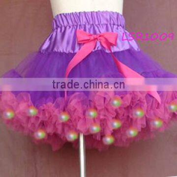 wholesale boutique fluffy led pettiskirt for girls,violet purple kids performers led costume,light up shiny toddler led tutus