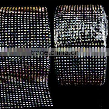 18 rows rhinestone trimming mesh, elasitc stretch rhinestone strass trimming roll