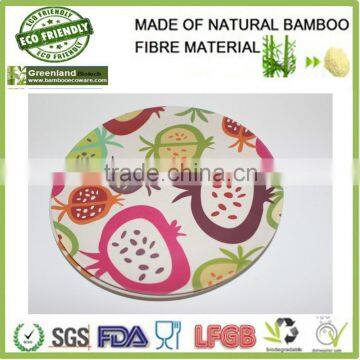 funny colorful prints bamboo fiber hot plate set,bamboo custom serving dishes