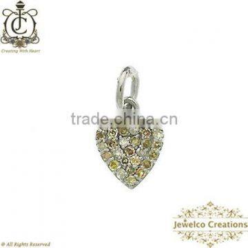 Diamond Heart Charm Pendant, Pave Charm Jewelry, 925 Silver Charm, Handmade Charm Jewelry, Diamond Silver Charm, Designer Charm