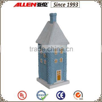 8.9" blue mini Christmas village house, christmas house wholesale