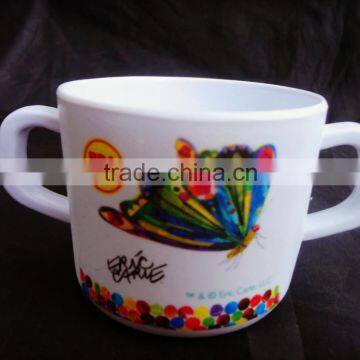 Melamine plastic kids cups and mugs with 2 handles