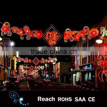 Holiday/festive decoration chinese style red flower street decor led street decoration arch motif light in holiday lighting