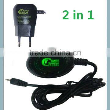 original hot sell factory new design2 in 1 wall light charger green light 2 in 1wall charger with USB high quality