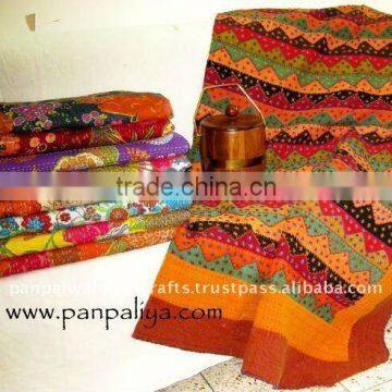 Jaipur kantha quilt fabrics with intricate embroidered with Color Full patchwork Kantha Tagai work quilts