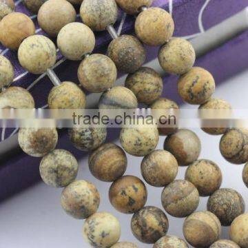 2.0mm Large Hole Hot Selling Round Matte Picture Jasper Gemstone Loose Beads Approximate 15.5 Inch