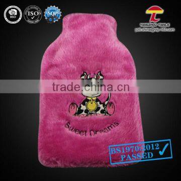 2000ml plush hot water bottle cover with cute cow