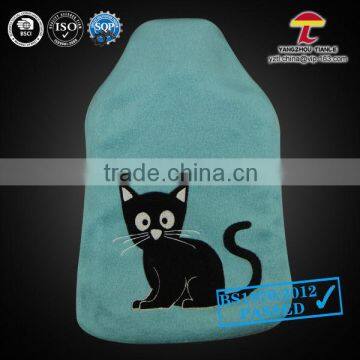 cheap hot water bottle with fleece cover the black cat