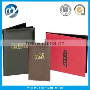 Leather Restaurant Menu Folder With Gold Metal Corners Enforcement