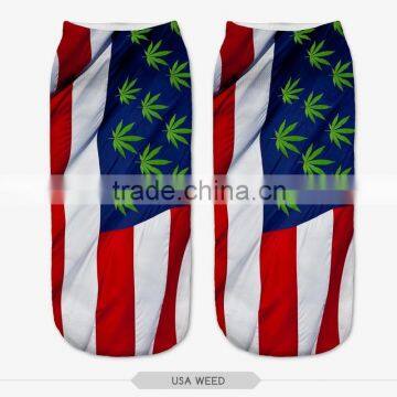 fashion usa flag puppy high quality 3d digital full print colorful ankle socks sports unisex custom hot sale stretch spandex