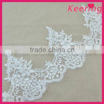 100% handmade bridal lace trim with white sequins WTPA-038