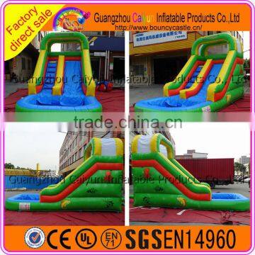 Rainbow colorful high quality inflatable slide with pool for sale