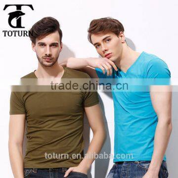 Customized Logo Label Summar Blank White Causual Quick Dry Slim Fit V-neck t Shirts Men
