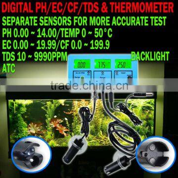 3 LCD Water Quality Tester Digital Meter Aquarium EC CF TDS PH Temp Degree C Backlight photo-2