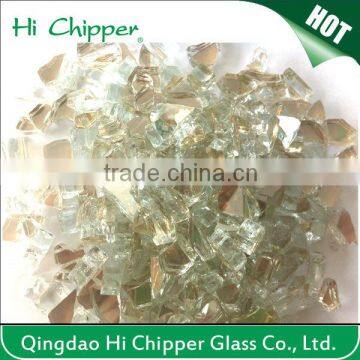 Hichipper crushed fire pit glass with mirror reflection