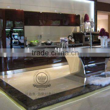 stainless steel and glass kitchen cabinet