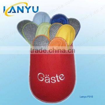 Non-slip felt slippers set with GASTE embroidery,guest slippers