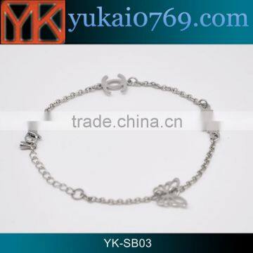 Yukai fashion silver stainless steel bracelet hand chain for women/304 stainless steel bracelet