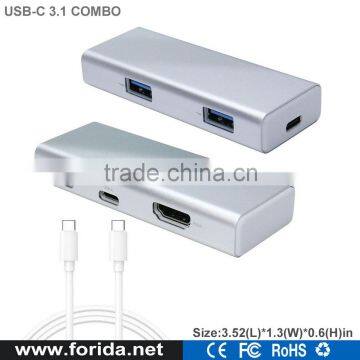 High quality aluminum USB C HUB HDMI adapter combo