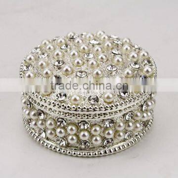 handmade luxury promotional gift metal jewelry box pearl inlaid jewelry box,crystal jewelry box,