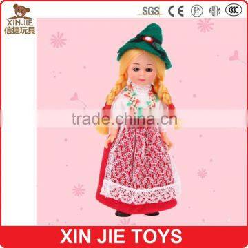 stock plastic girl doll custom made plastic national doll cute plastic doll with switzerland clothes