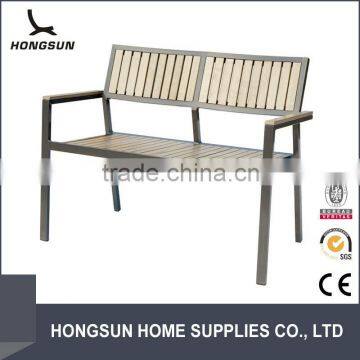 Long wooden cast aluminum park bench garden chair