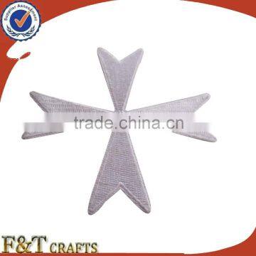 High quality custom cross shape patches/custom embossed leather patch/custom embossed leather patch