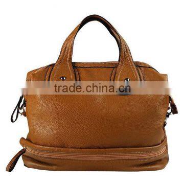 Wholesale tan stitching genuine cow leather tote bag/ briefcase MD6010