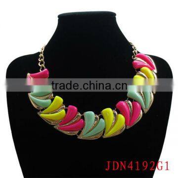 Shinny Colored Crescent Shaped Beads Necklace