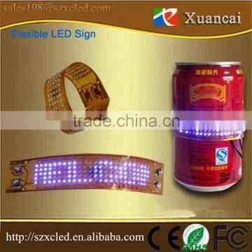 custom made P3.5-5x25 pixel flexible bottle led sign use for bottle