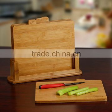 2016 new design 4 boards with tabs for met/ poultry/fish and produce bamboo cutting board set with holder chopping blocks wholes