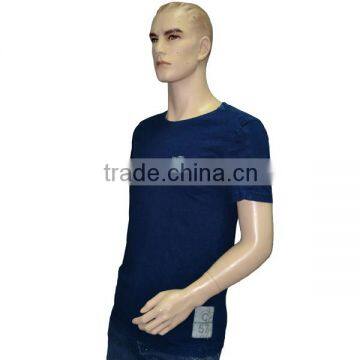 Men's T-shirt Knitted Denim Indigo Blue Enzyme Stone Washed photo-2