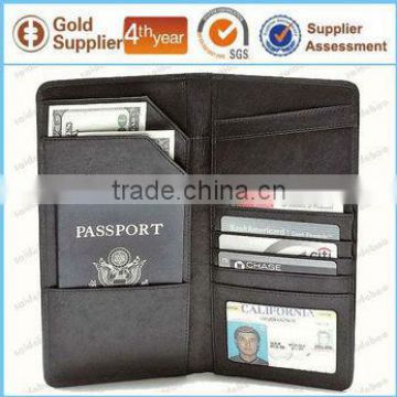 Custom made pu leather passport holder , pu leather travel wallet cheque holder, passport wallet with multifunctional pocket