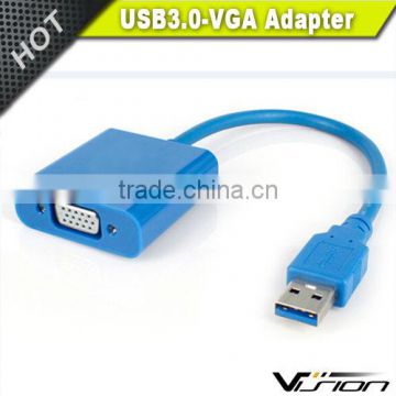 Vision new product for 2016 support win 7/8 blue 15cm USB 3.0 to VGA adapter