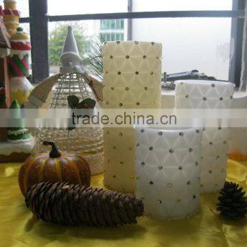 3AAA Batteries White Special Crystal Led Flameless Wax Decorative Candle photo-4
