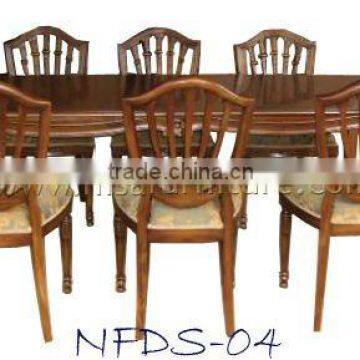 Set of Dining Table and Six Vintage French Provincial Cabriole Leg