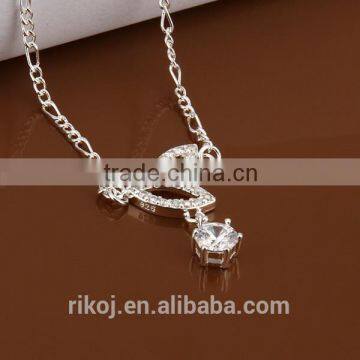 2015 Wholesale hanging crystal charm silver handmade anklet