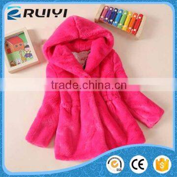 Girl Winter Fake Fur Clothes, Hooded Fur Coat for Kids photo-3
