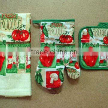 Kitchen 3pcs Set: Oven Mitt,pot Holder, Kitchen Towel