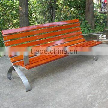 Stainless steel garden bench with wooden slats bench seating