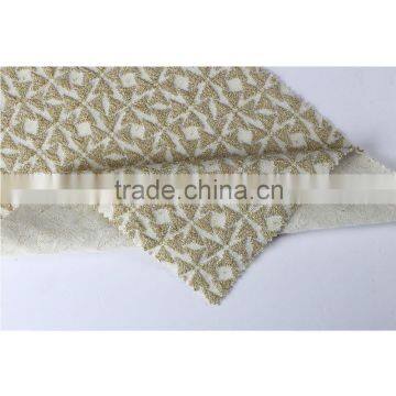 Shiny golden pattern interlock yarn dyed lurex jacquard knitting fabric